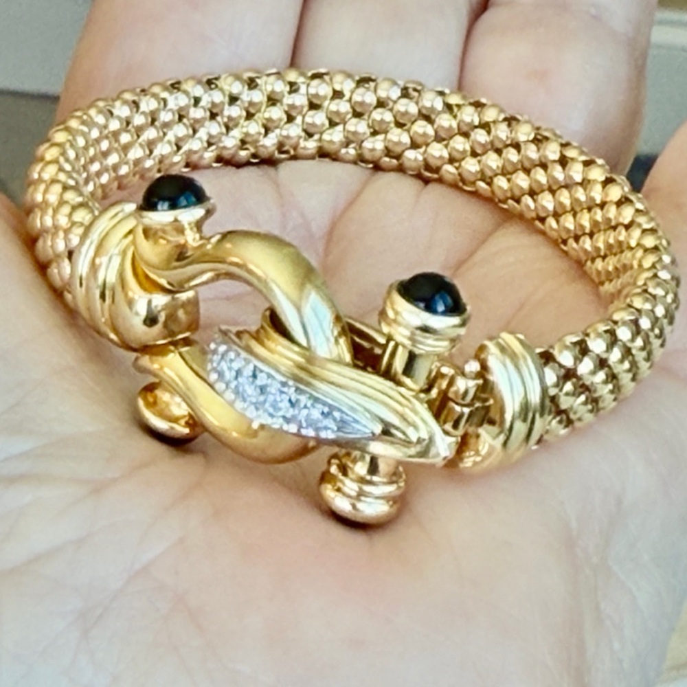 14 karat gold, black Onyx and diamond bracelet
